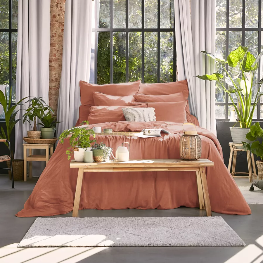 Taie de traversin lyocell Tencel™ lavé (27 x 185 cm) Olivia Terracotta