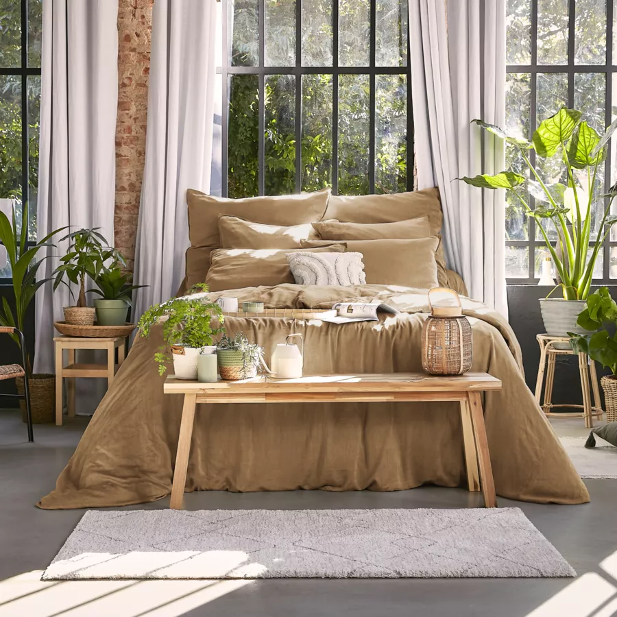 Bettbezug aus gewaschenem TENCEL™ Lyocell (240 x 220 cm) Olivia Camel