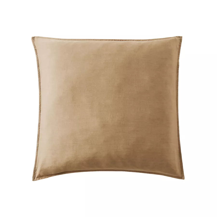 Funda de almohada cuadrada lyocell Tencel™ lavado (63 x 63 cm) Olivia Camel