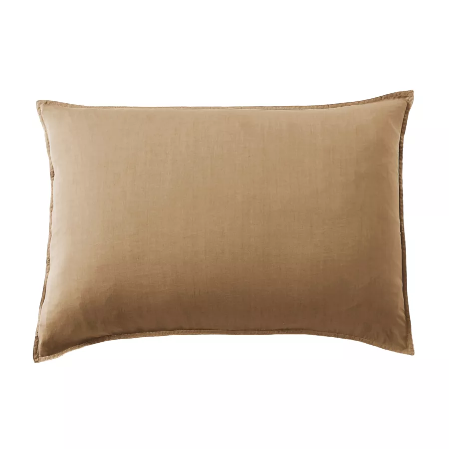 Funda de almohada rectangular lyocell Tencel™ lavado (50 x 70 cm) Olivia Camel