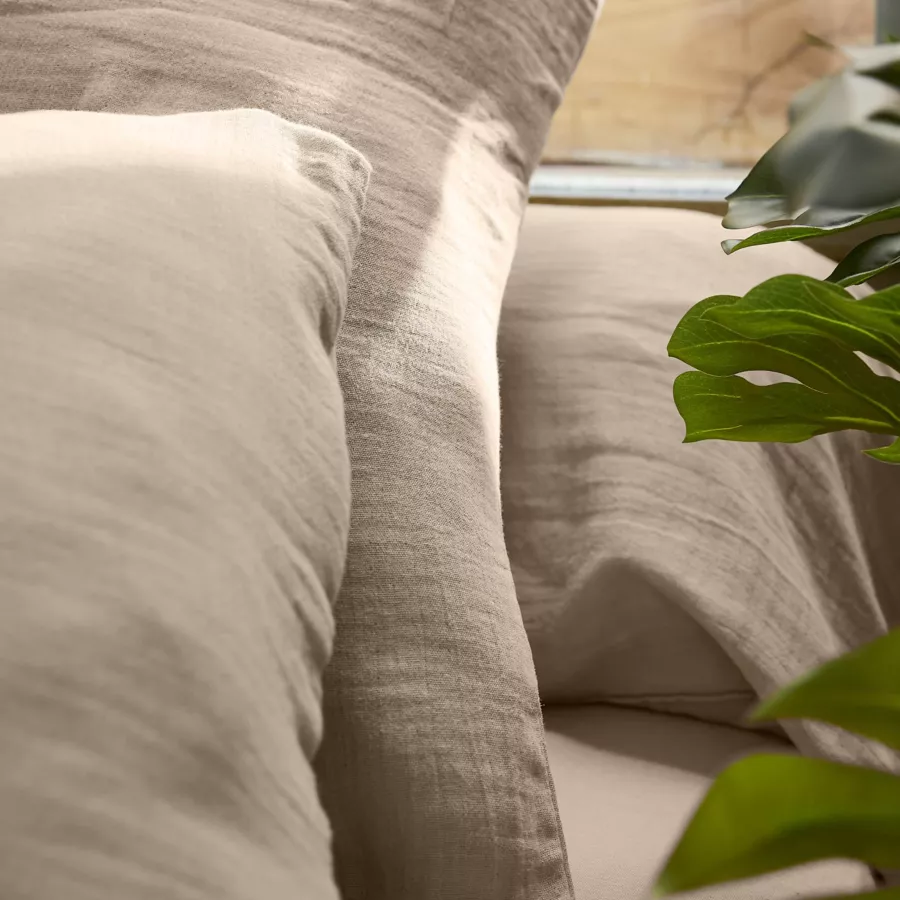EM - Drap housse 160 x 200 cm Gaze de coton unie GAìA Ficelle