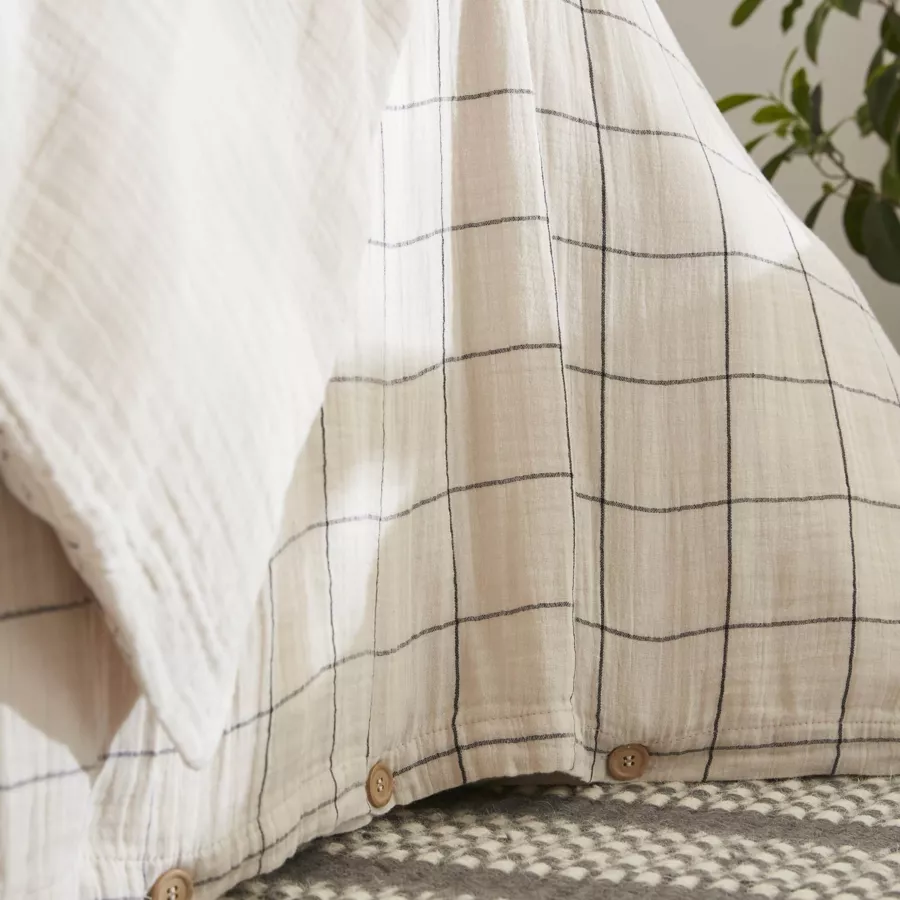 Funda nórdica de gasa de algodón (200 x 200 cm) Gaïa Match Beige pampa