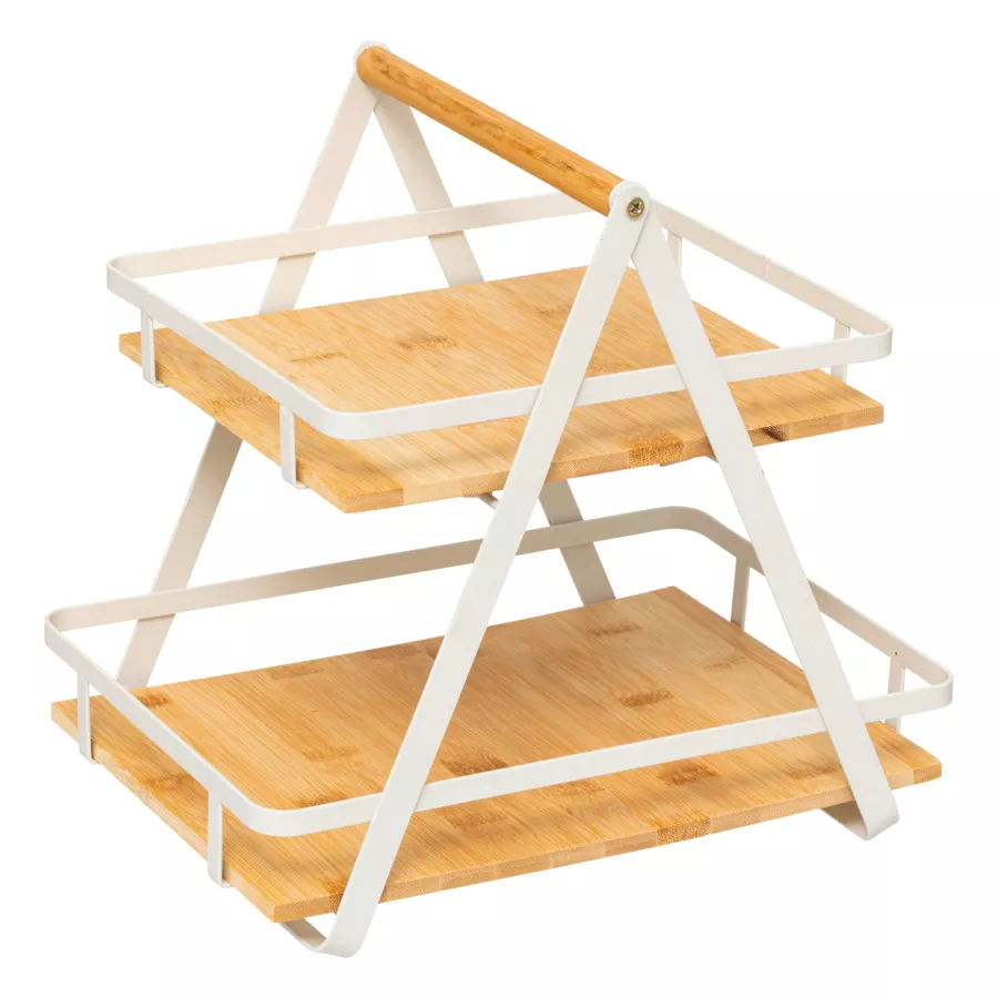Houten keukenrek 2 niveaus met handvat (H29 cm) Ordera Wit