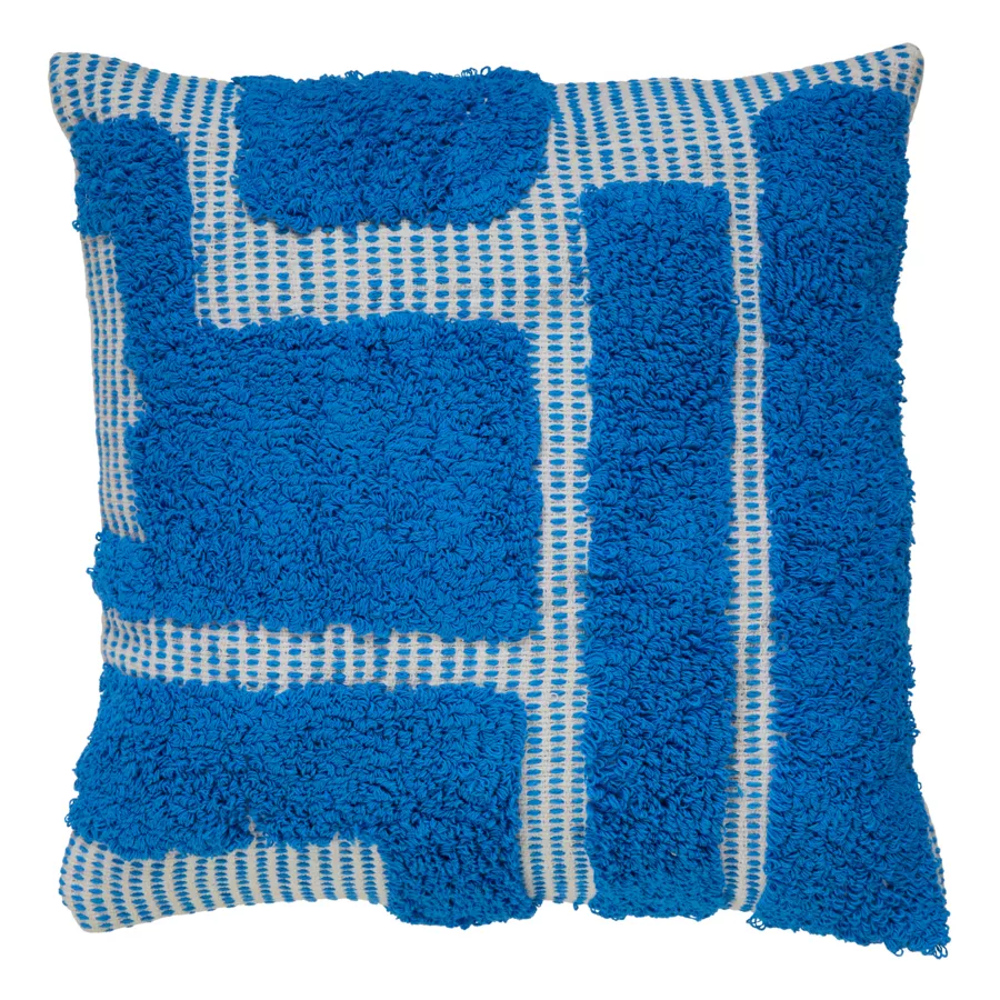 Coussin carré coton (50 x 50 cm) Poppy Bleu