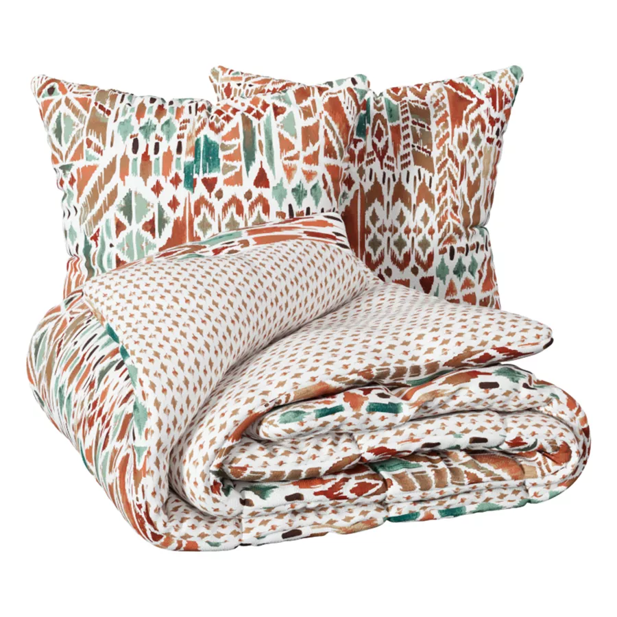 Funda nórdica y dos fundas de almohadas algodón (240 x 220 cm) Ikat Multicolor