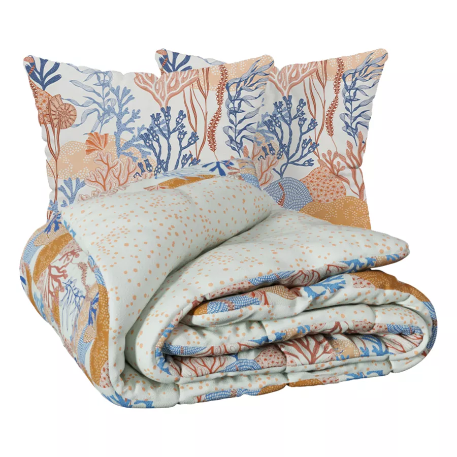 Housse de couette et deux taies coton (240 x 220 cm) Azura Multicolore