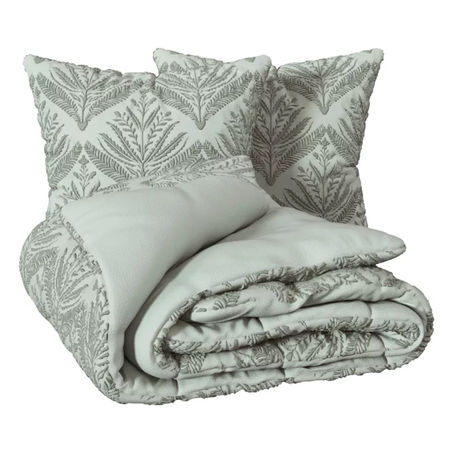 Funda nórdica y dos fundas de almohadas de microfibra (240 x 220 cm) Wild Verde celadón