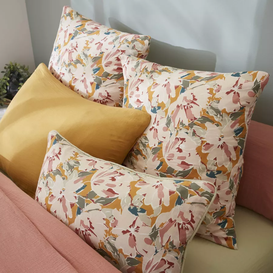 EM - Coussin dŽhoussable avec passepoil 40 x 60 cm Gaze de coton imprimŽe APRIL