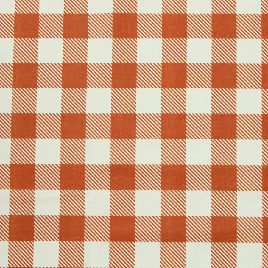 EM - Nappe en coton enduit 150 x 350 cm VICHY terracotta