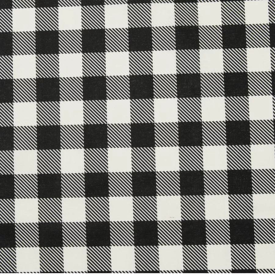 Tischdecke rechteckig Baumwolle beschichtet (150 x 350 cm) Vichy Schwarz