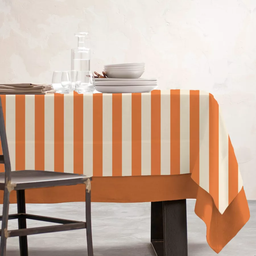 Rechthoekig gecoat katoenen tafelkleed (150 x 250 cm) Clementine Oranje