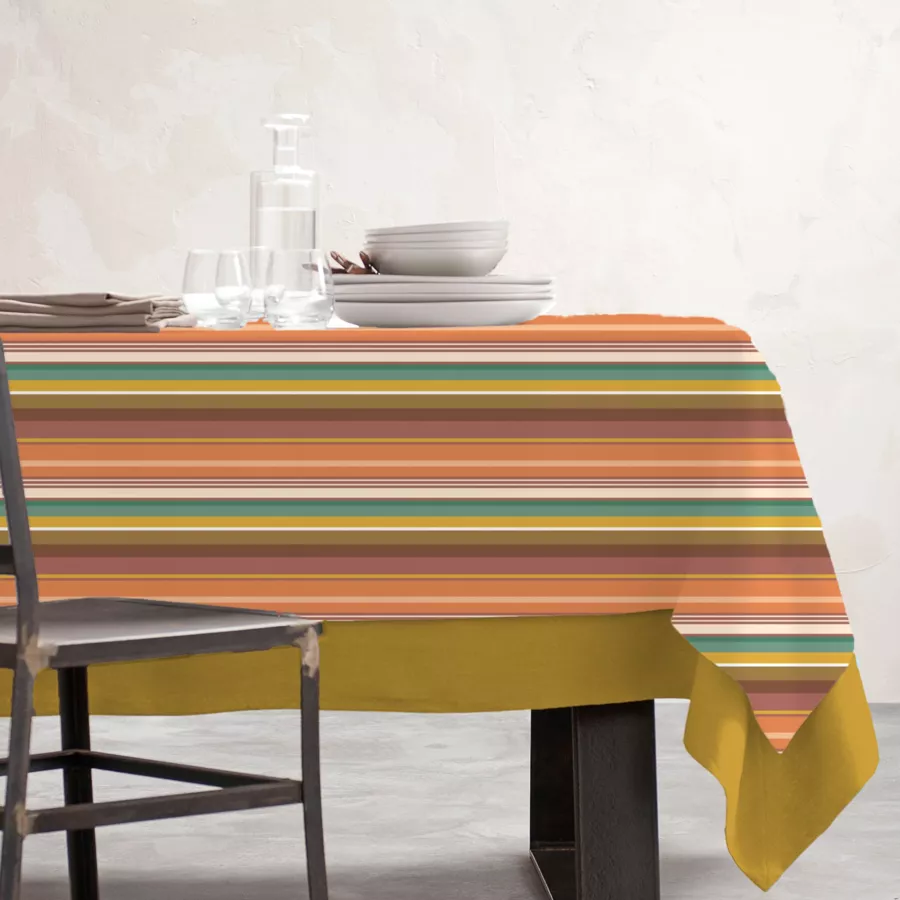 Tischdecke rechteckig Baumwolle beschichtet (150 x 350 cm) Ajaccio Mehrfarbig