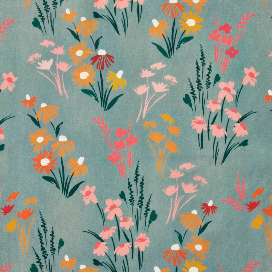 Mantel rectangular de algodón revestido (150 x 250 cm) Juliette Verde eucalipto