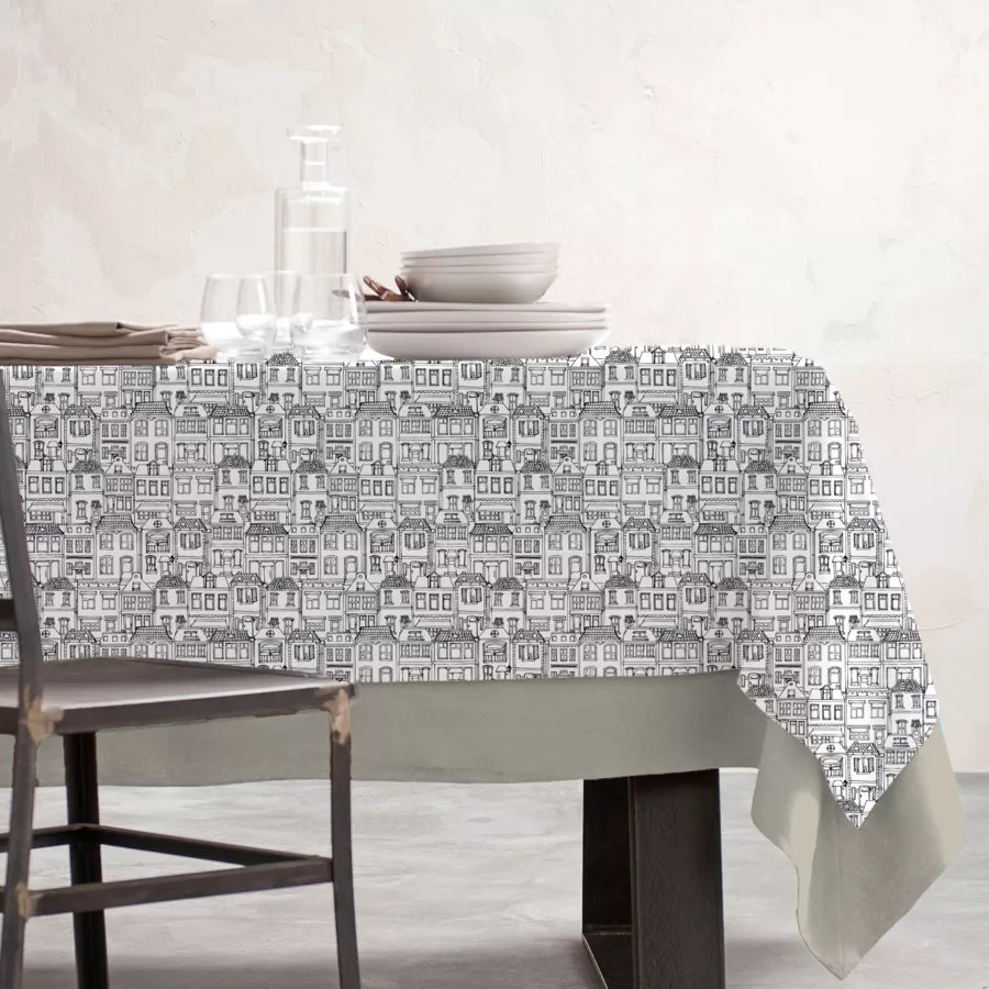 Mantel rectangular de algodón revestido (150 x 350 cm) Home Gris