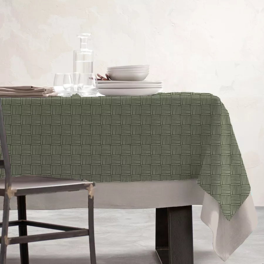 Tischdecke rechteckig Baumwolle beschichtet (150 x 350 cm) Paolo Grün