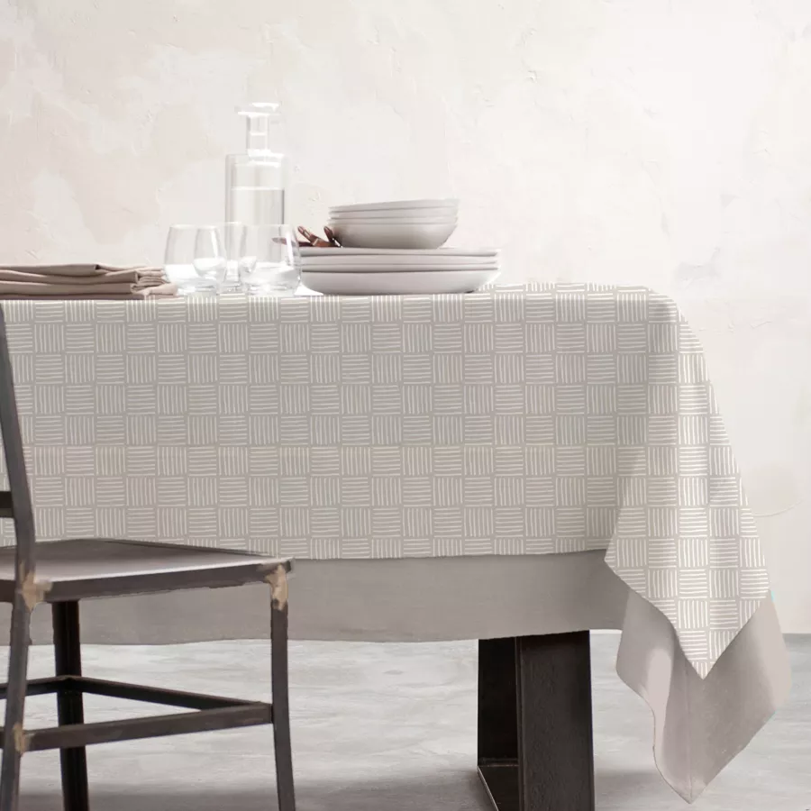 Mantel rectangular de algodón revestido (150 x 250 cm) Paolo Beige