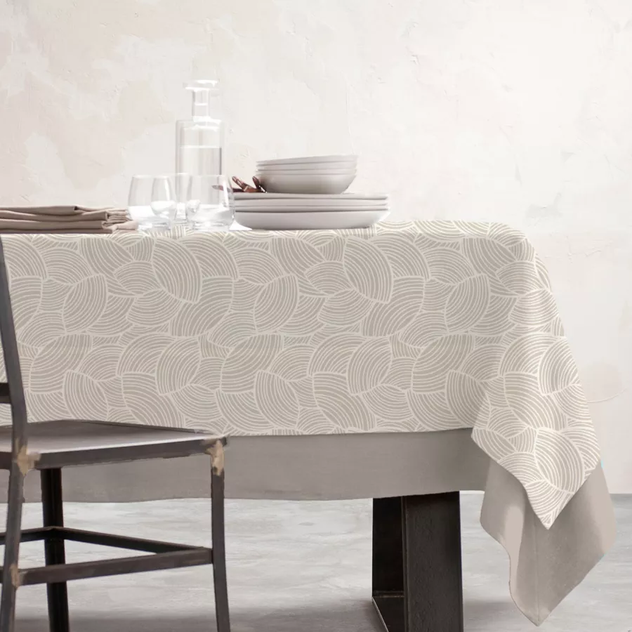 Mantel rectangular de algodón revestido (150 x 350 cm) Sarah Beige