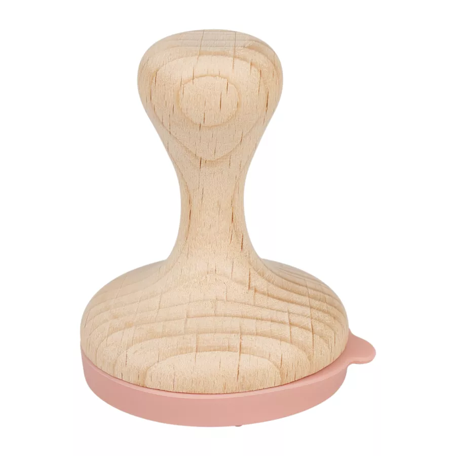 Stempel voor boetseerklei hout en 6 siliconen schijven (H7,5 cm) Beige