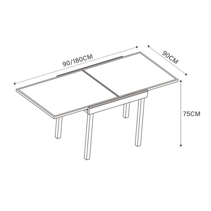 Gartentisch ausziehbar Murano Glas bis zu 8 Pers. (90/180 x 90 cm) Murano Blau