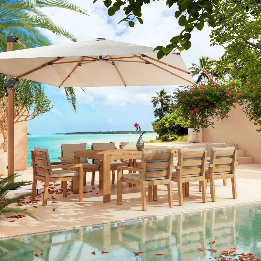 Table de jardin rectangulaire en bois d'acacia 8 places (215 x 110 cm) Bornéo Naturel
