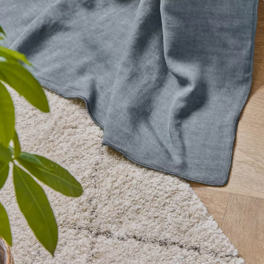 Rideau lyocell Tencel™ ajustable (140 x max 270 cm) Olivia Bleu stone