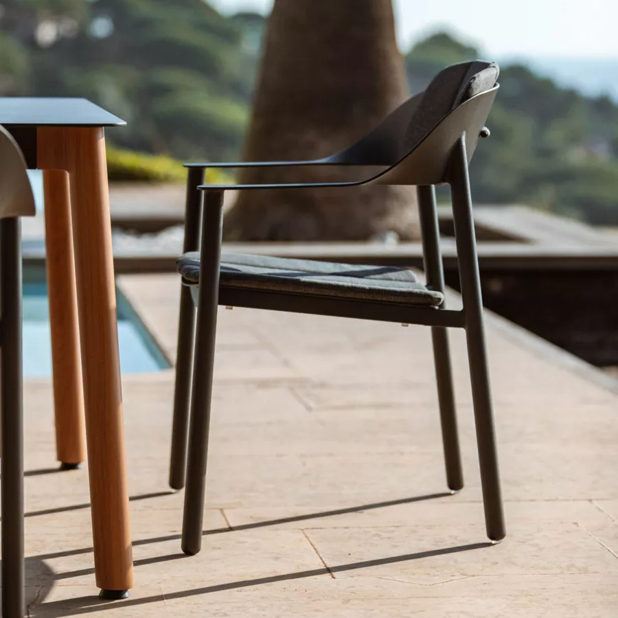 Lot de 2 fauteuils de jardin aluminium Monte Carlo - Gris anthracite
