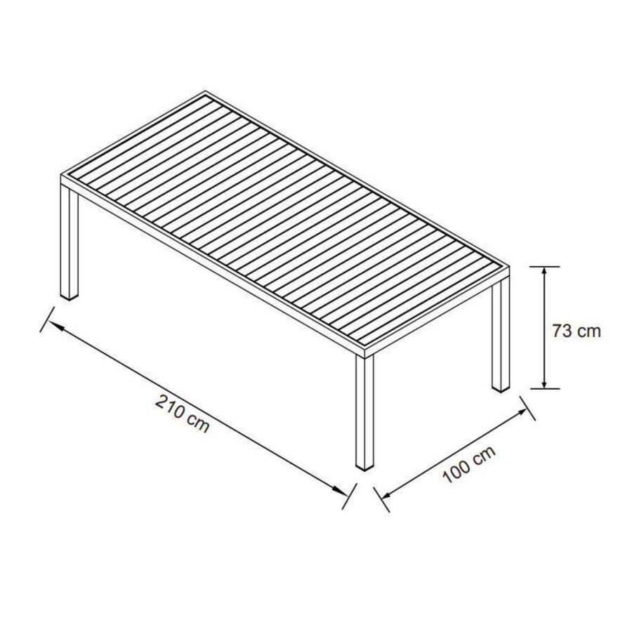 Rechthoekige tuintafel van aluminium voor 8 personen (210 x 100 cm) Murano Olijfgroen