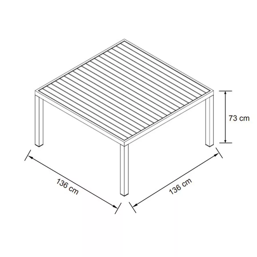 Mesa de jardín cuadrada Aluminio Murano (136 x 136 cm) - Gris Antracita