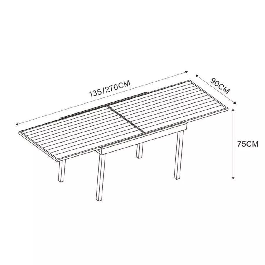 Mesa de jardÃƒÂ­n extensible de aluminio 10 personas (135/270 x 90 cm) Murano Bronce