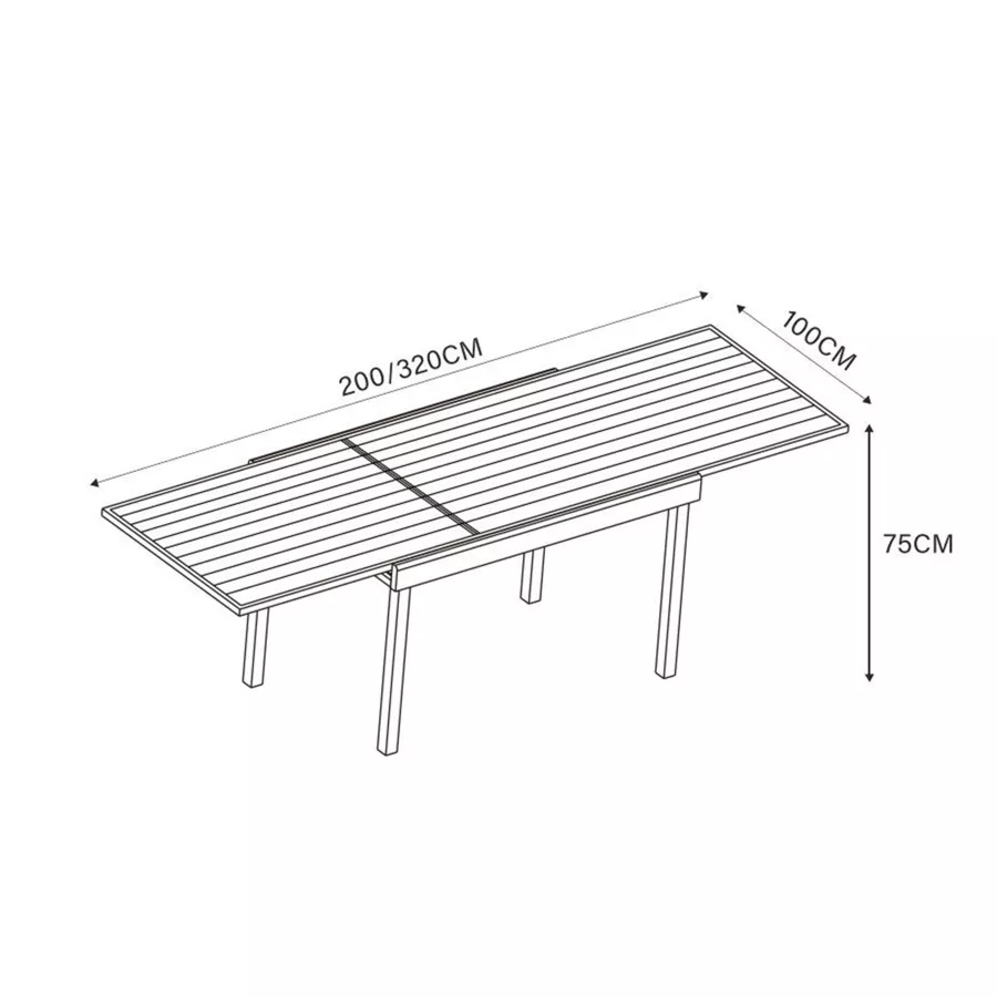 Gartentisch ausziehbar Murano Aluminium bis zu 12 Pers. (200/320 x 100 cm) Murano Blau