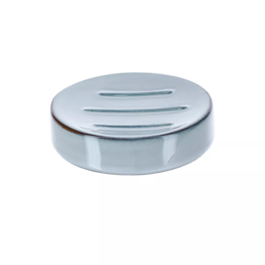 SET GOBELET DISTRIBUTEUR A SAVON ET PORTE SAVON GRES LAQUE - BLEU