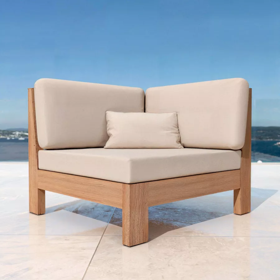 Salon de jardin d'angle en bois d'acacia 5 places 5 pcs Borneo Sable