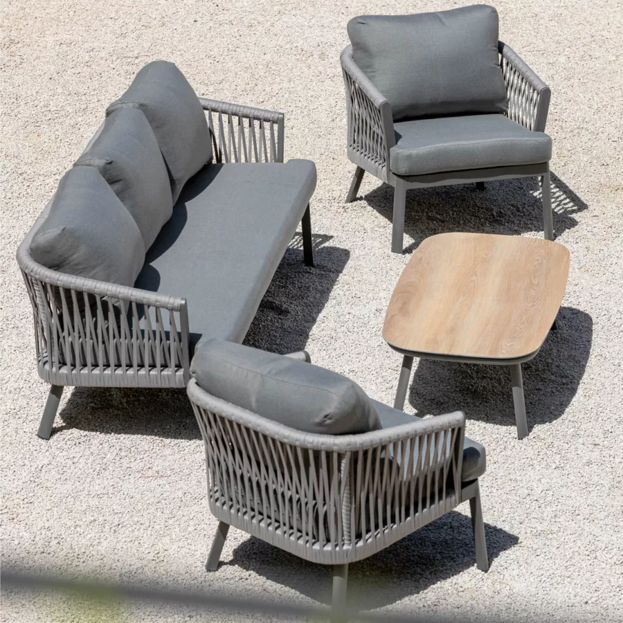 Mesa baja de jardÃƒÂ­n rectangular en aluminio Amalfi Gris antracita