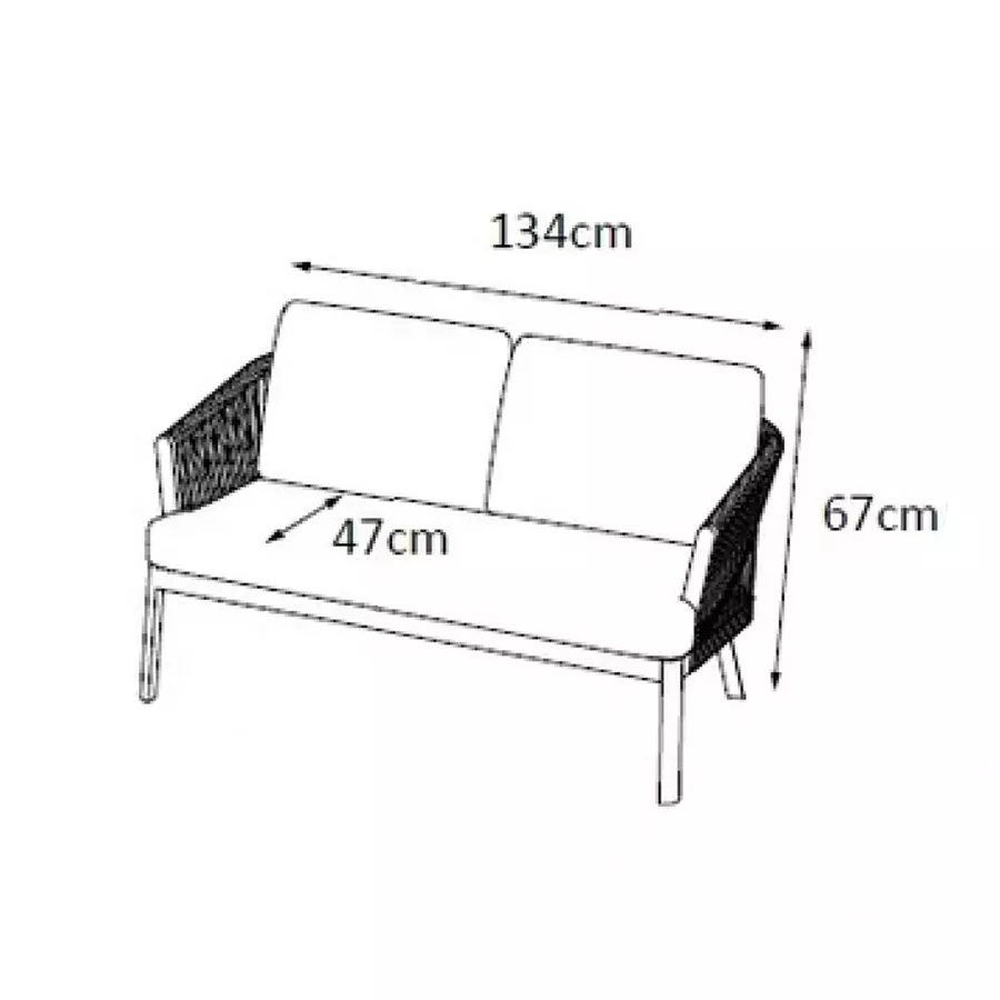 Sofá de jardín en aluminio 2 plazas Amalfi Blanco y beige