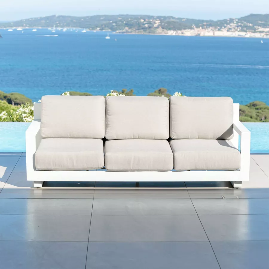 Salon de jardin aluminium 7 places 5 pcs Elba Blanc et taupe
