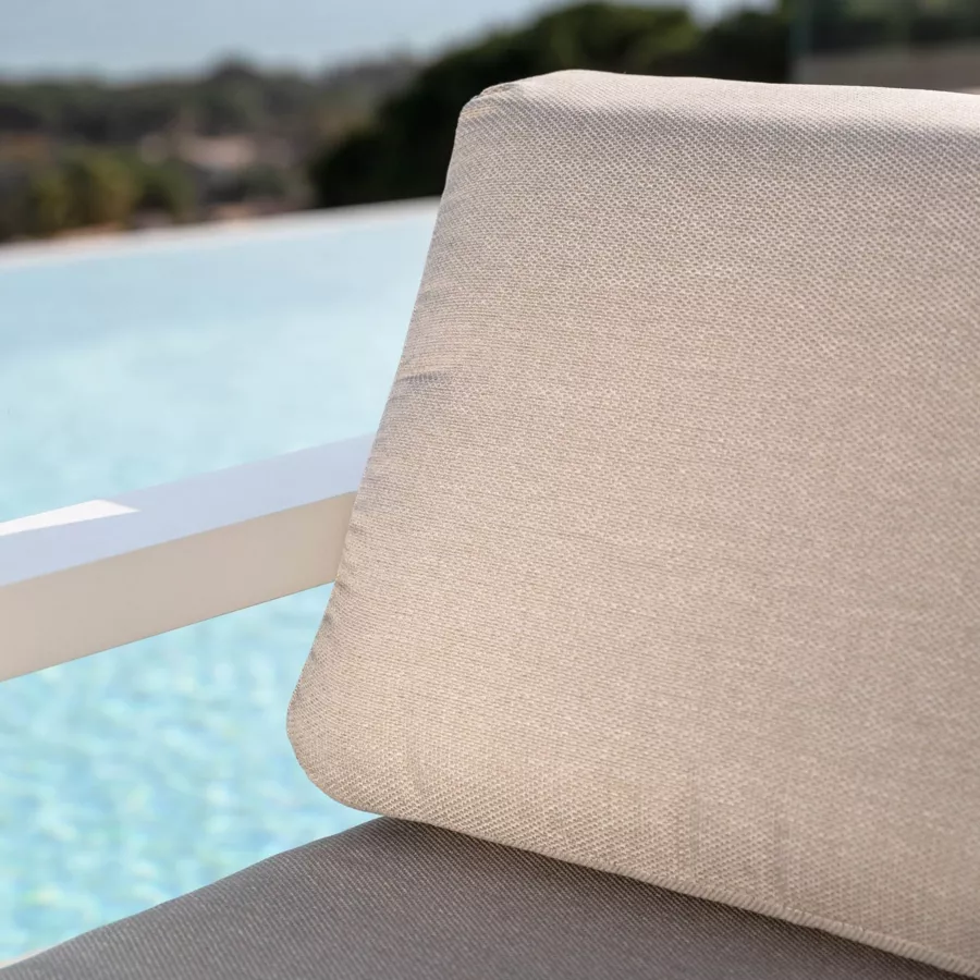 Fauteuil de jardin détente en aluminium Elba Blanc et taupe