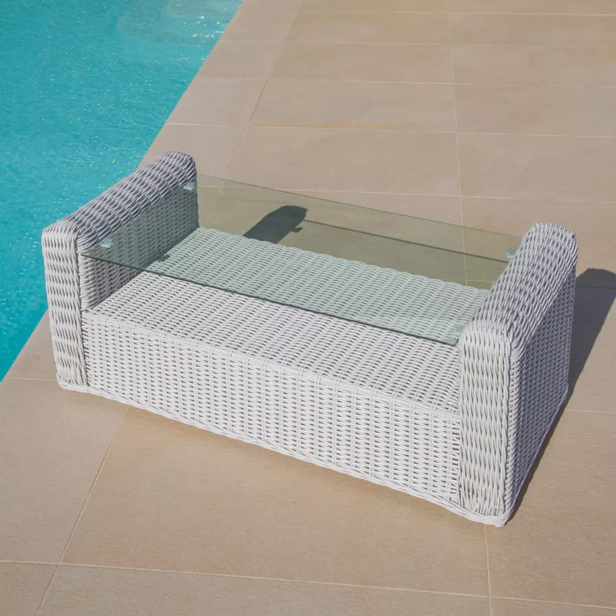 Salon de jardin en résine tressée 5 places 4 pcs Calvi Blanc