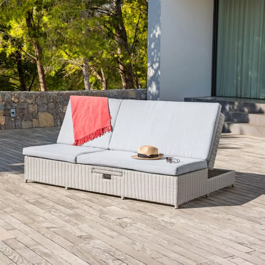 2 persoons ligbed / tuinbank Calvi - Wit/Licht grijs