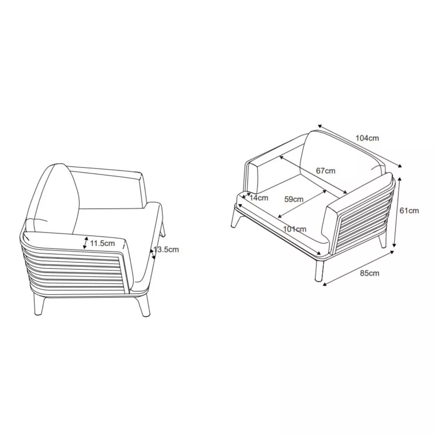 Fauteuil de jardin en aluminium Monte Carlo Gris anthracite et taupe
