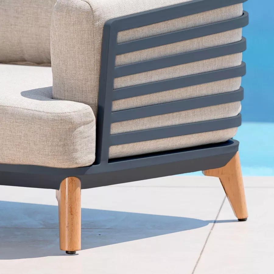 Salon de jardin aluminium 7 places 6 pcs Monte Carlo Gris anthracite et taupe