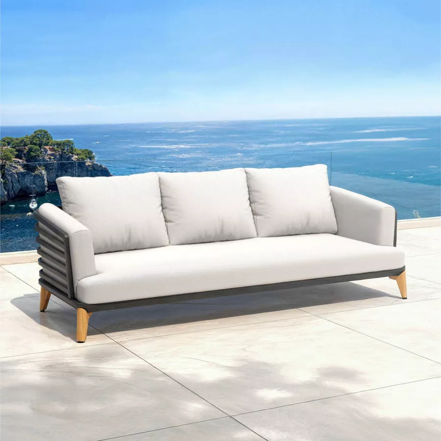 Salon de jardin aluminium 9 places 12 pcs Monte Carlo Gris anthracite et gris clair