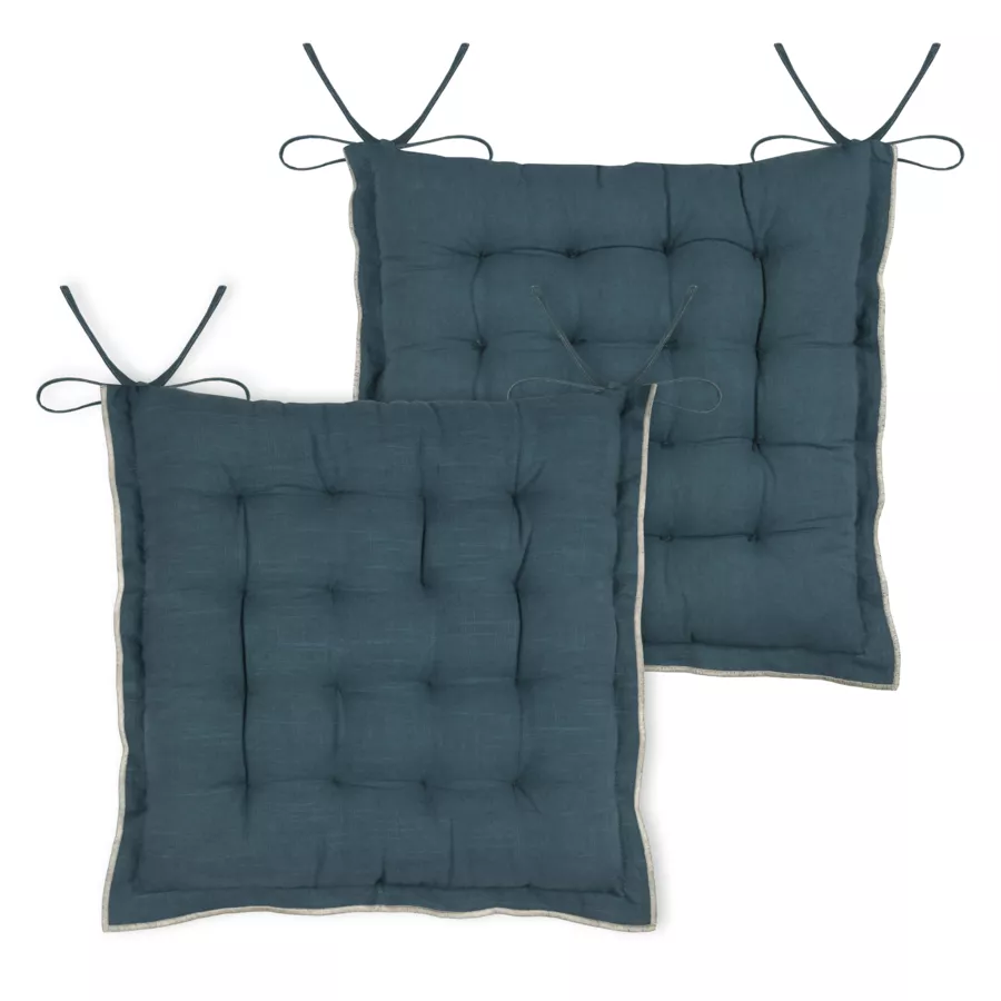 Vierkant katoenen stoelkussen (38 x 38 cm) Helios Blauw