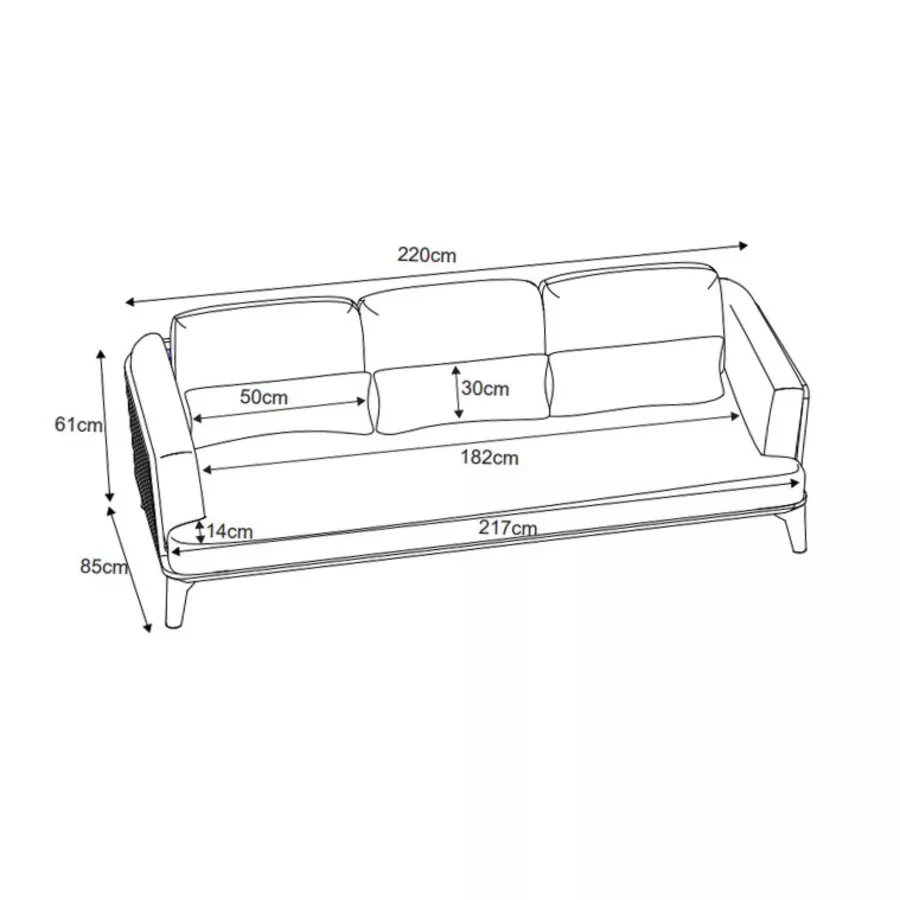 Canapé de jardin en aluminium 3 places Monte Carlo Blanc et taupe