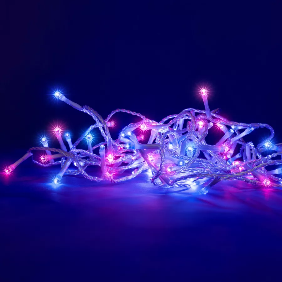 Luces de Navidad Bicolor 8 m Rosa y azul 128 LED