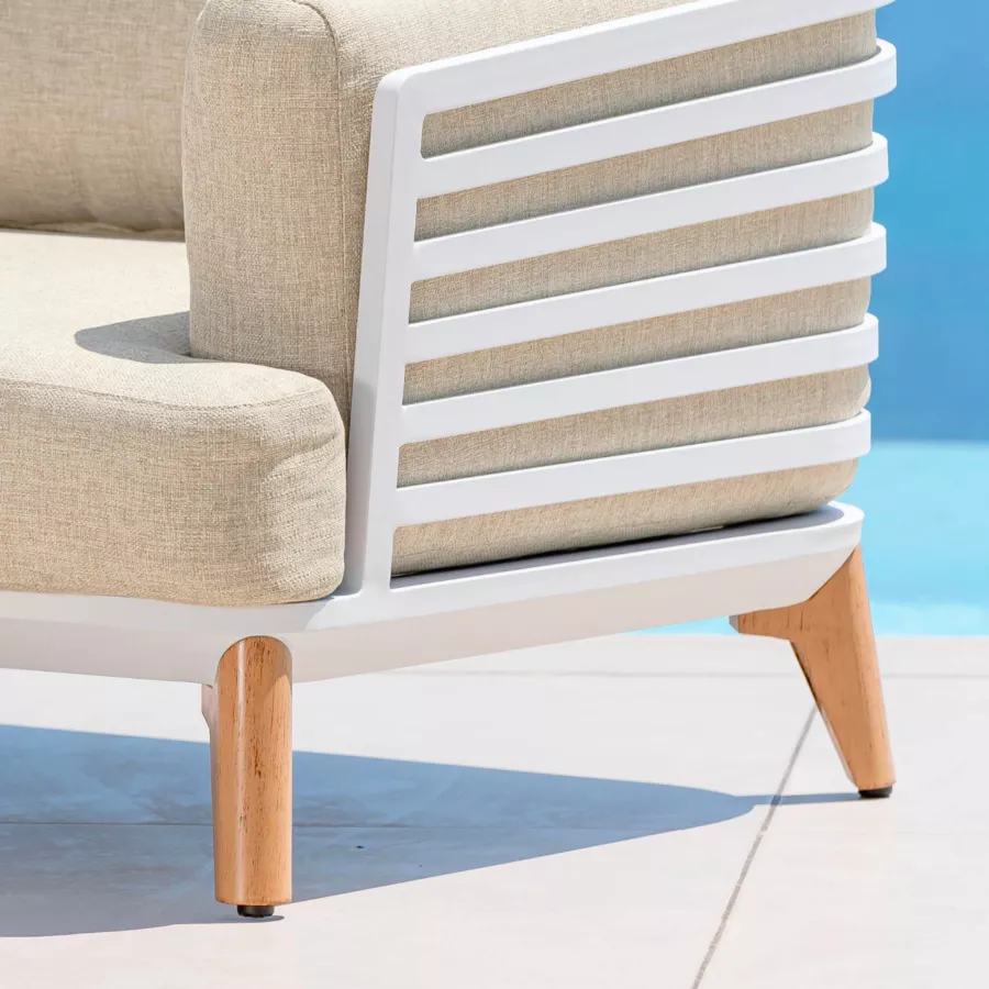 Salon de jardin aluminium 5 places 4 pcs Monte Carlo Blanc et beige