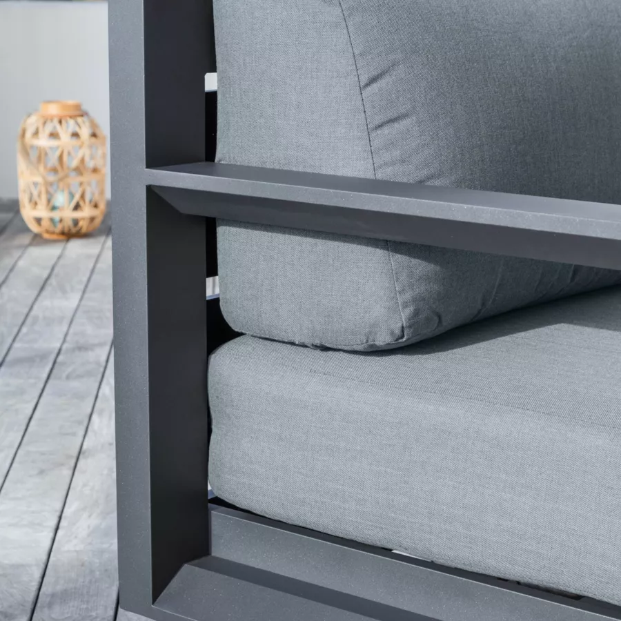 Salon de jardin d'angle aluminium 5 places Elba Gris anthracite