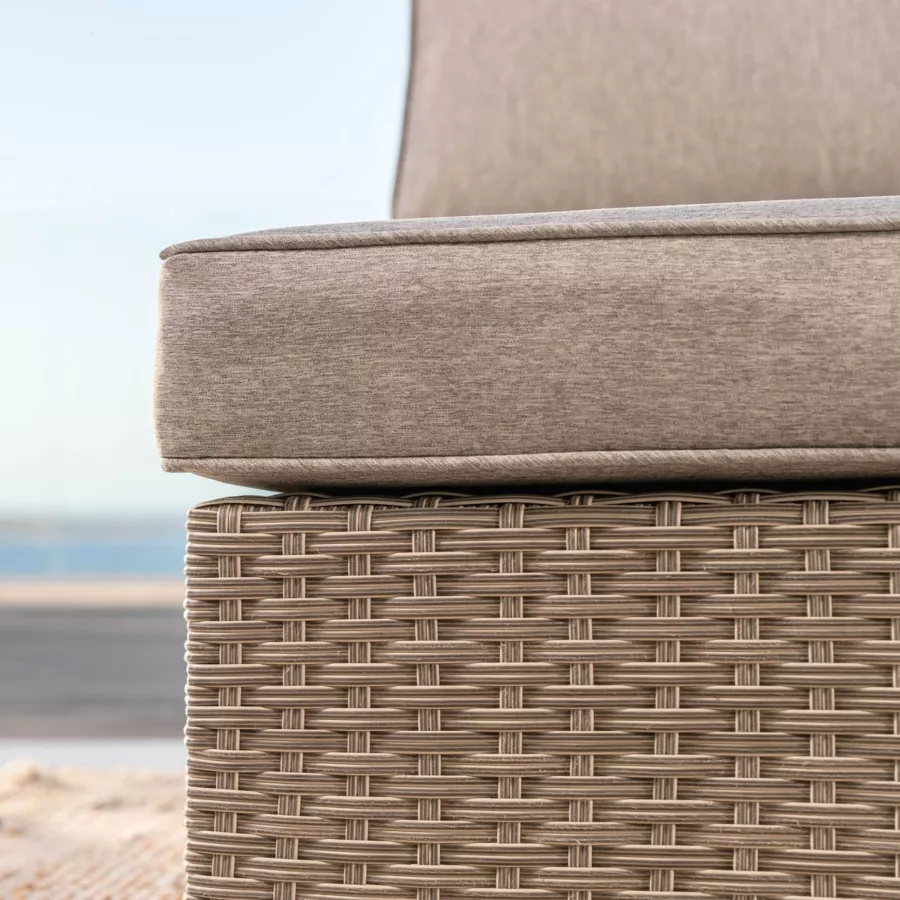 Fauteuil d'angle de jardin en résine tressée Palma Gris et taupe