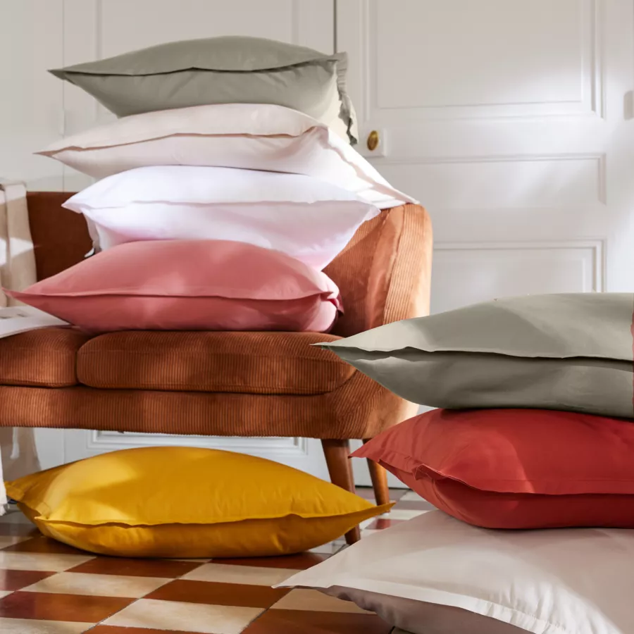 EM - Drap housse 200 x 200 cm Percale unie CALI Taupe