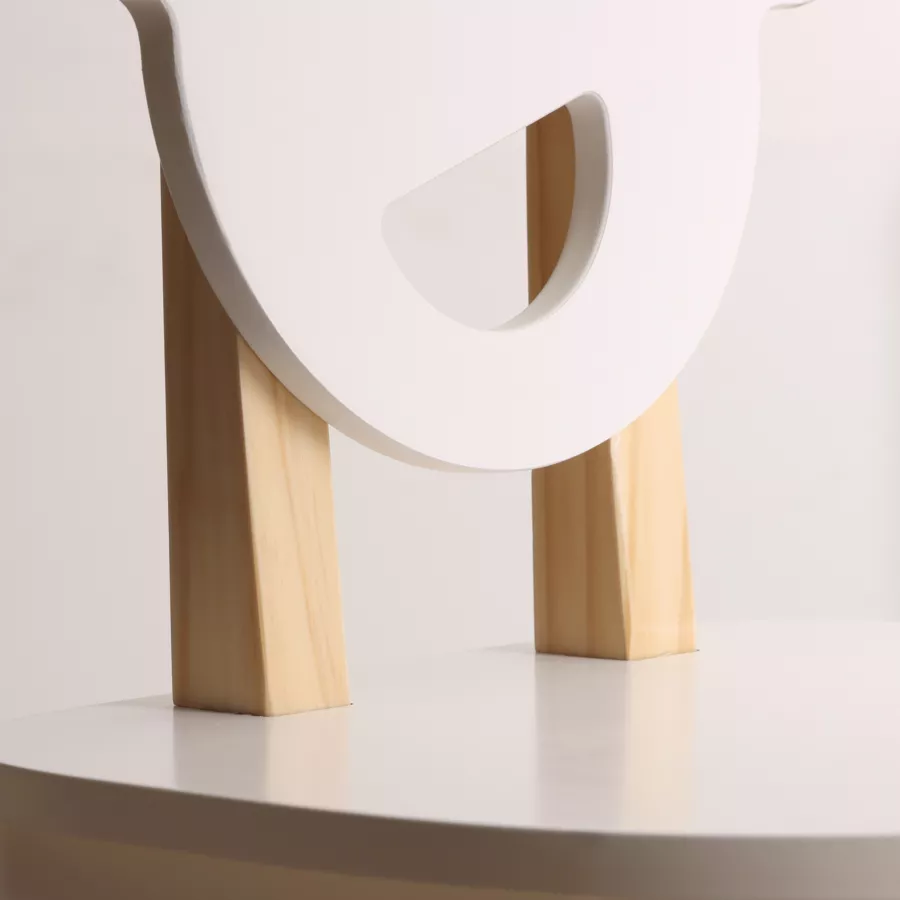 Mesa y 2 sillas infantil de madera (H44 cm) Ositos Blanco