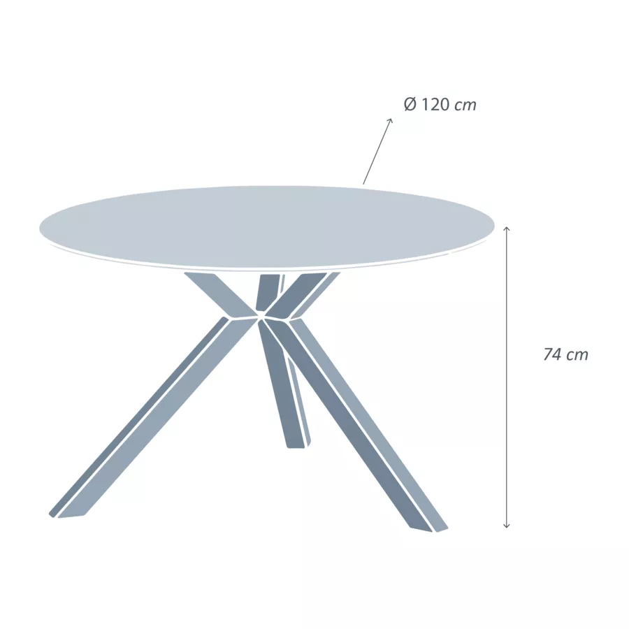 Mesa de jardín redonda aluminio/cerámica para 6 personas (D120 cm) Kore - Gris antracita 